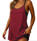 Striped Athletic Mini Dress for Women | Tank Dress with Built-in Shorts & Pockets,  Friendly XS–5XL